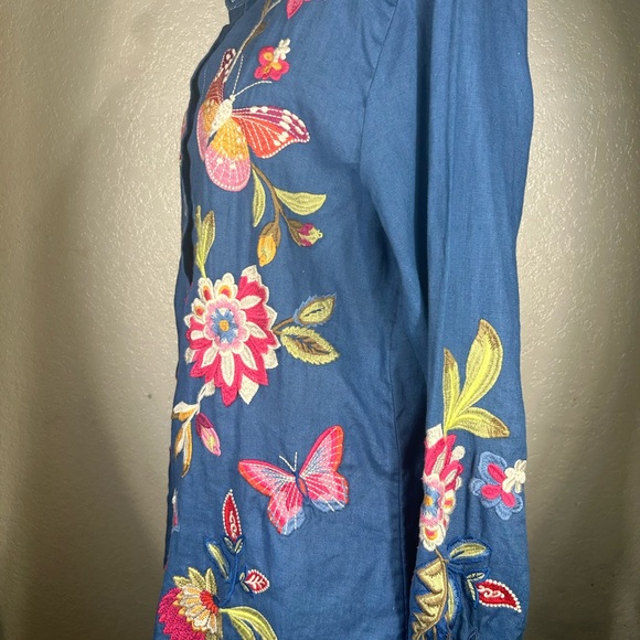 Johnny Was Butterfly Janie European Linen Shirt in Morning Glory NWT - Picture 6 of 11